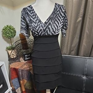 NWOT Enfocus Studio Black and Gray Mini Dress